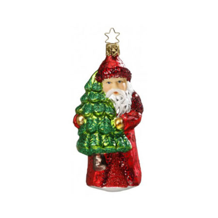 SANTA CLAUS WITH TREE: GERMAN ORNAMENT BY INGE GLASS